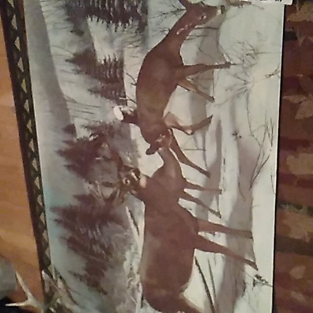 DEER MURAL WILDLIFE WISC VINTAGE  MURAL BUCKS  🦌 RARE WALL HUGE EVC